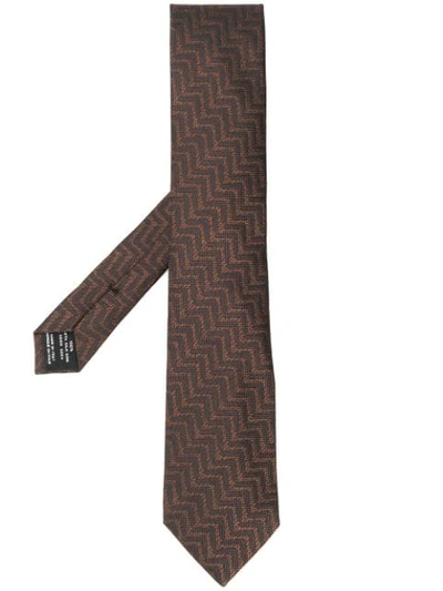 Tom Ford Herringbone Tie In Brown