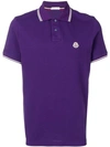 Moncler Striped Trim Polo Shirt In Purple