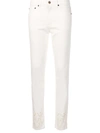 Saint Laurent Perforated Detail Slim Jeans - White