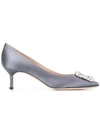 Manolo Blahnik Hangisi Jewel Buckle Pumps In Blue