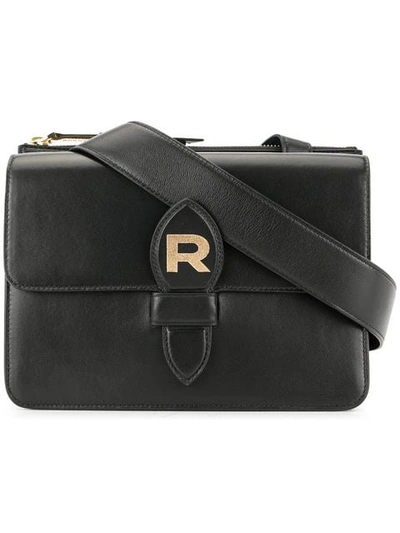 Rochas Foldover Logo Crossbody Bag In Black