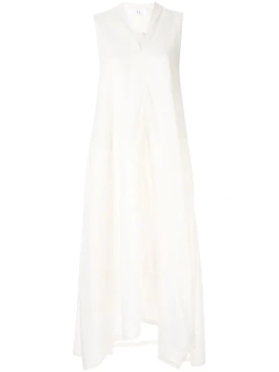 Y's Flared Midi Dress In White