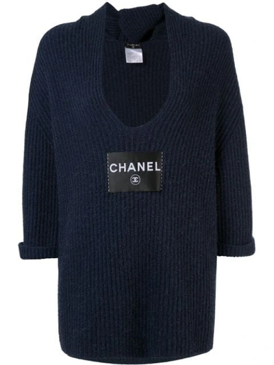 Pre-owned Chanel Cashmere Knit Top In Blue