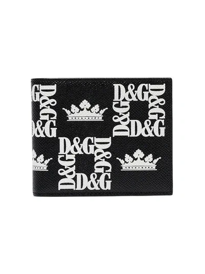Dolce & Gabbana Dolce And Gabbana Black Logo Crown Wallet