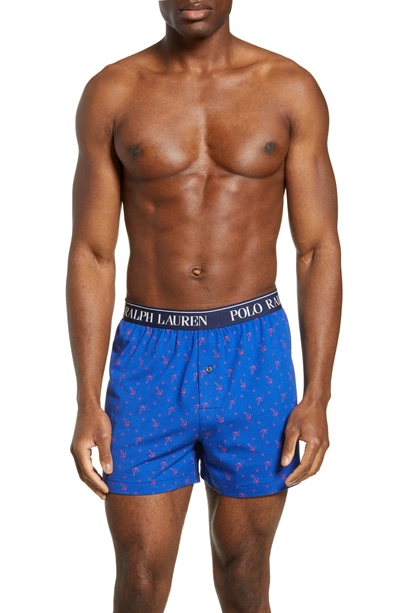 Polo Ralph Lauren Cotton & Modal Boxers In Cruise Royal/ Red Anchors