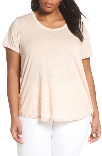 Vince Camuto Scooped Burnout Tee In Peach Bellini