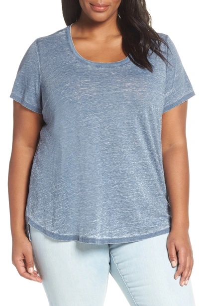 Vince Camuto Scooped Burnout Tee In Dusty Blue