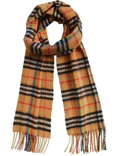 Burberry House Check And Rainbow Silk Scarf In Neutrals