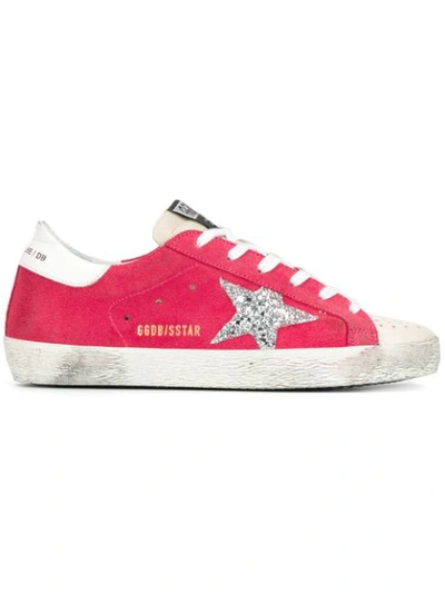 Golden Goose Superstar Glitter Star Suede Sneakers In Pink