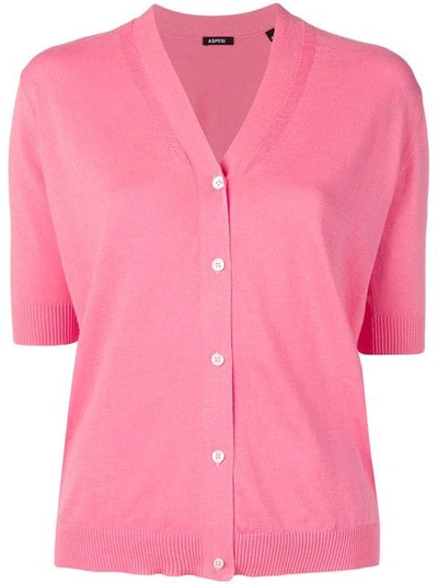 Aspesi Short Sleeve Cardigan In Pink