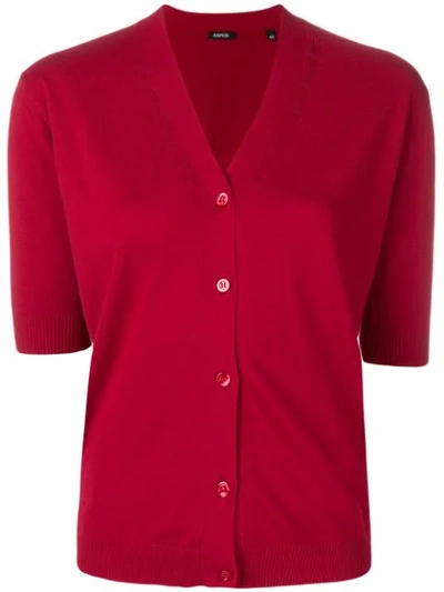 Aspesi Short Sleeved Cardigan In Red