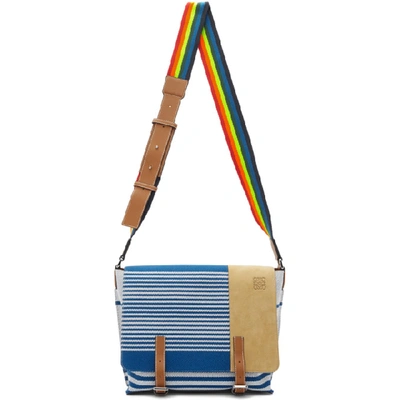 Loewe Military Stripe Messenger Bag In Pacific Blue