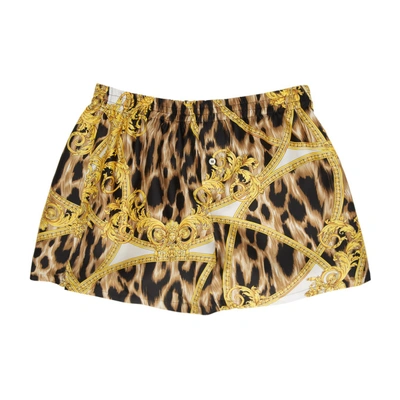 Versace Underwear Black And Yellow Leopard Brocade Boxers In A701 Print