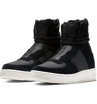 Nike Air Force 1 Rebel Xx Premium High Top Sneaker In Black/ Black/ Sail