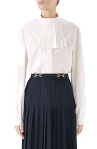 Gucci Poplin Blouse With Removable Neck Detail In 9011 Natural White