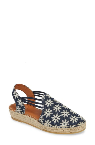 Toni Pons Noa Embroidered Espadrille Sandal In Denim Fabric