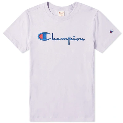 Champion Reverse Weave Women's Logo Script Tee In Purple