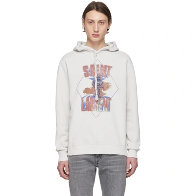 Saint Laurent Logo And Robot Hoodie In White