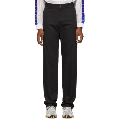 Anton Belinskiy Ssense Exclusive Black Logo Tape Trousers In Black/blue