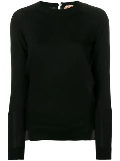 N°21 Long-sleeve Fitted Sweater In Black