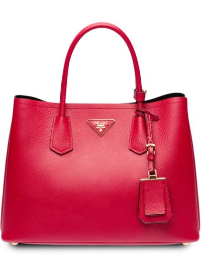 Prada Double Tote Bag In Red