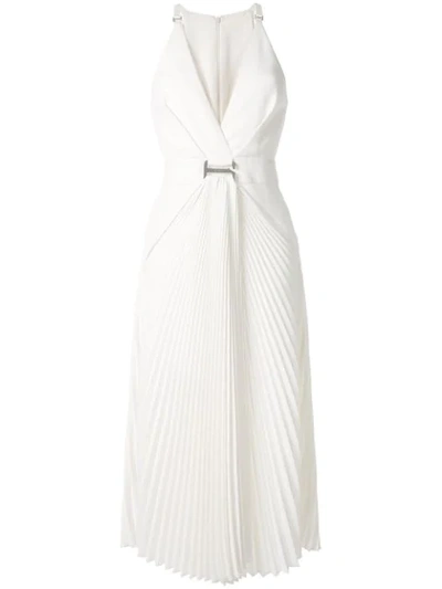 Dion Lee Wrap-effect Pleated Canvas Midi Dress In White