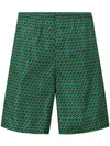 Prada Geometric Print Swim Shorts In Green