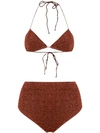 Oseree Metallic Effect Bikini Set In Brown