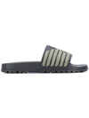 Emporio Armani Branded Sliders In Blue