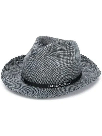 Emporio Armani Classic Hat With Branded Strap In Blue