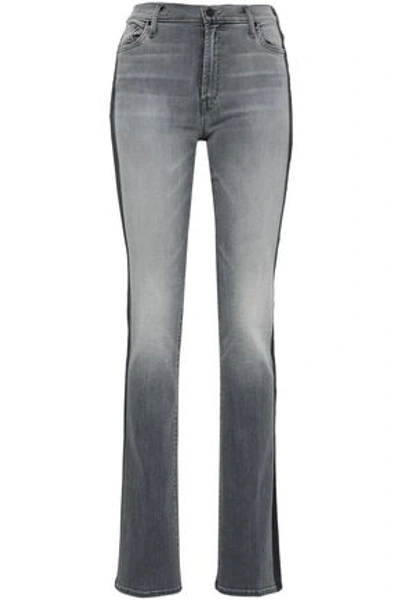 Mother Woman Faded High-rise Bootcut Jeans Gray In Stone