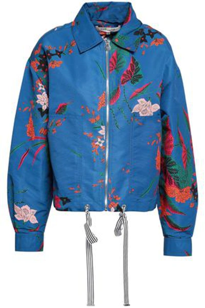 Diane Von Furstenberg Woman Printed Shell Jacket Blue In Cobalt Blue