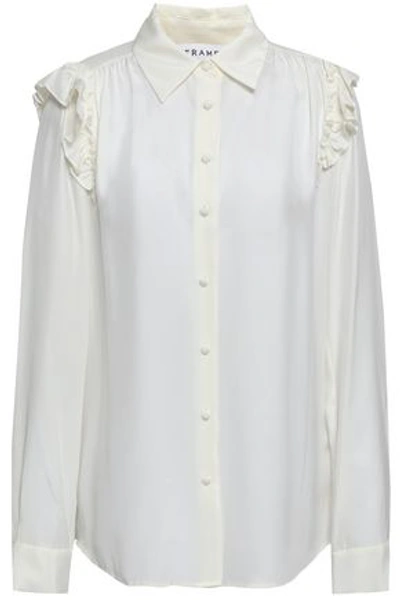 Frame Ruffled Silk Shirt In Off-white