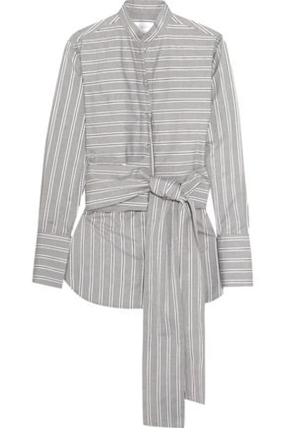 Victoria Victoria Beckham Victoria, Victoria Beckham Woman Belted Striped Cotton Shirt Gray