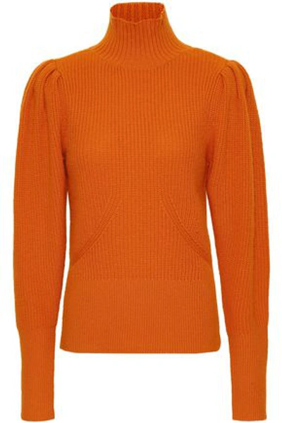 Frame Woman Ribbed Wool And Cashmere-blend Turtleneck Sweater Orange