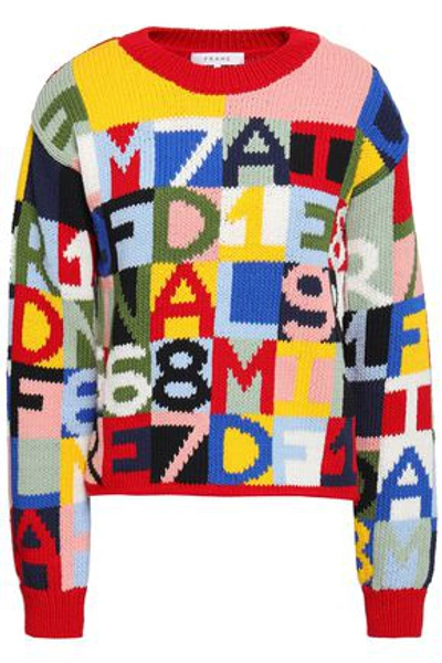 Frame Woman Intarsia Cotton-blend Sweater Multicolor