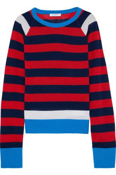 Equipment Woman Axel Striped Wool And Silk-blend Sweater Red