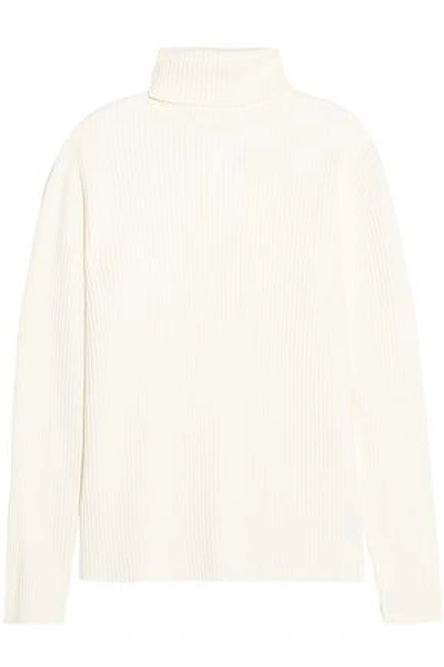 Victoria Victoria Beckham Woman Ribbed Wool-blend Turtleneck Sweater Ivory