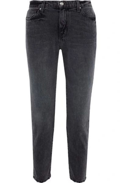 Iro Woman Cropped Mid-rise Tapered Jeans Dark Gray