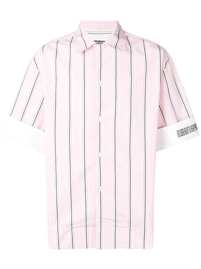 Calvin Klein 205w39nyc Men's Multi-stripe Short-sleeve Sport Shirt In Pink