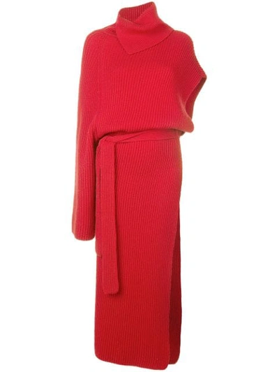 Rosetta Getty Cashmere Asymmetric Wrap Tunic In Red