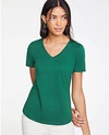 Ann Taylor Pima Cotton V-neck Tee In Green Eden