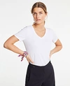 Ann Taylor Pima Cotton V-neck Tee In White