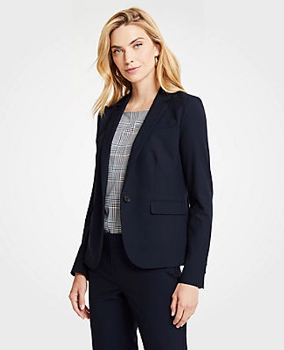 Ann Taylor Petite Seasonless Stretch Two Button Perfect Blazer In Perfect Navy