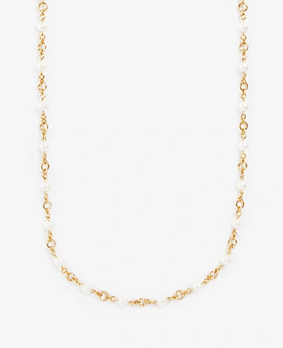 Ann Taylor Pearlized Station Necklace In White