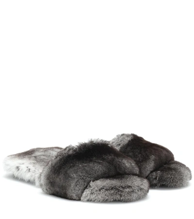 Max Mara Kruger Fur Slides In Grey
