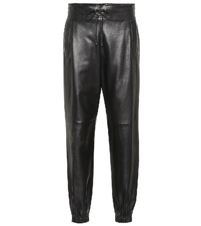 Saint Laurent High-rise Leather Pants In Black