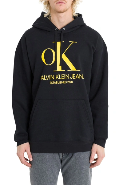 Calvin Klein Jeans Est.1978 Ok Logo Hoodie In Nero | ModeSens