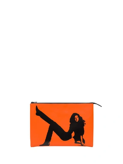 Calvin Klein Jeans Est.1978 Brooke Shields Leather Pouch In Arancione