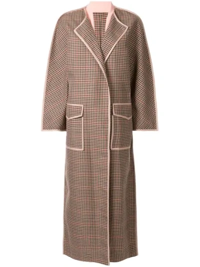 Bouguessa Oversized Houndstooth Wool-blend Cape In Brown